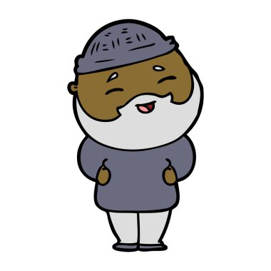 Çizgi film mutlu sakallı adam