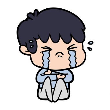 vektör çizim karikatür çocuk ağlıyor