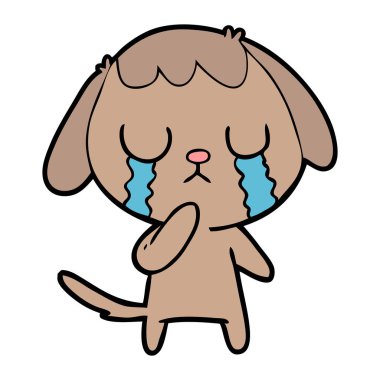 sevimli çizgi köpek ağlıyor