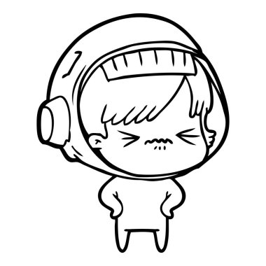 vektör çizim karikatür astronot kadın