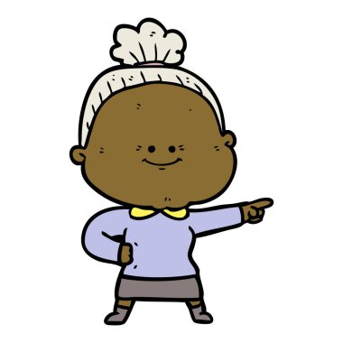 karikatür mutlu yaşlı kadın