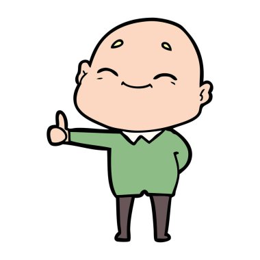 mutlu karikatür kel adam