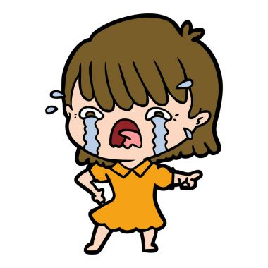 vektör çizim karikatür kız ağlıyor