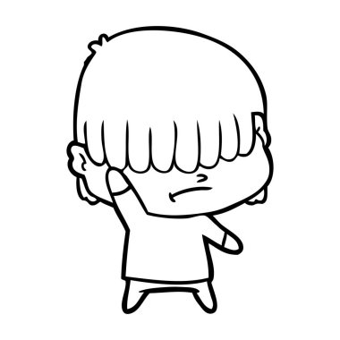 dağınık saçlı çocuk çizgi film