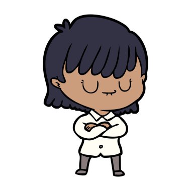 Çizgi filmdeki kadının vektör çizimi