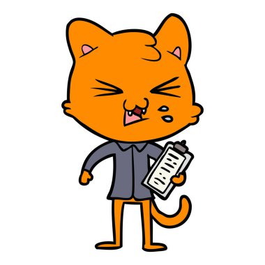 vektör çizim karikatür kedi tıslama