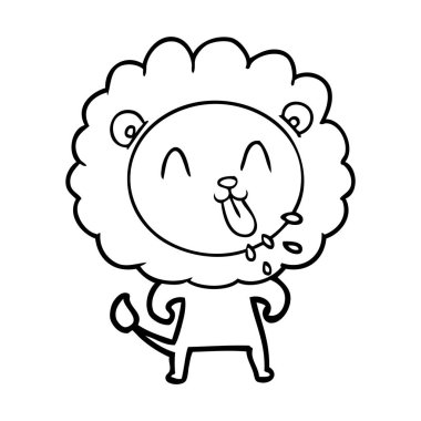 mutlu karikatür aslan vektör çizim