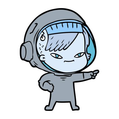 vektör çizim karikatür astronot kadın