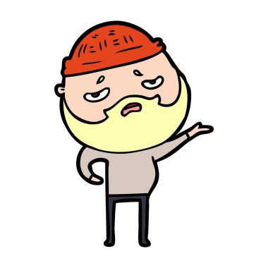 Sakallı endişeli adam çizgi film