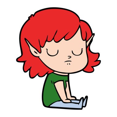 vektör çizim karikatür elf kızı