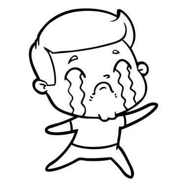 vektör çizim karikatür adam ağlıyor
