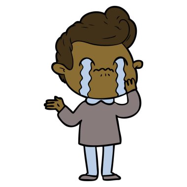 vektör çizim karikatür adam ağlıyor
