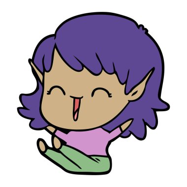 vektör çizim karikatür elf kızı