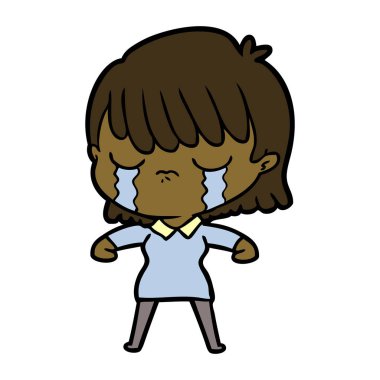 vektör çizim karikatür kadının ağladığını