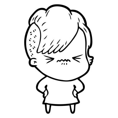 karikatür rahatsız hippi kız