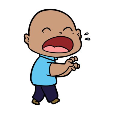 karikatür bağırarak kel adam