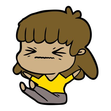 vektör çizim karikatür kızgın kız