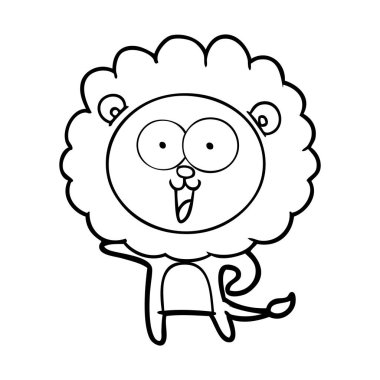 mutlu karikatür aslan vektör çizim