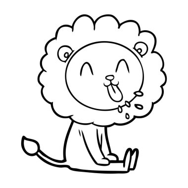 mutlu karikatür aslan vektör çizim