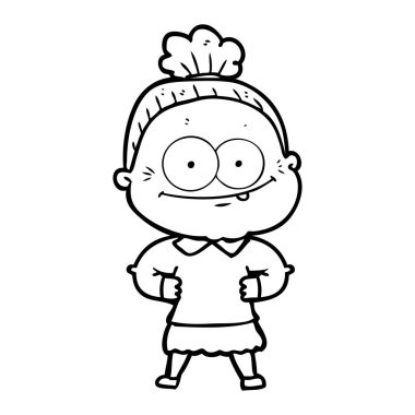 karikatür mutlu yaşlı kadın