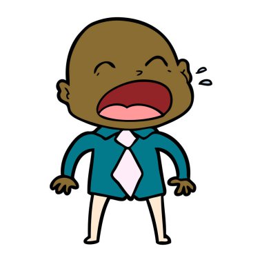 karikatür bağırarak kel adam