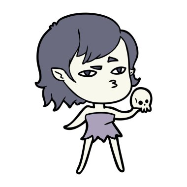 Çizgi filmdeki vampir kızın vektör çizimi