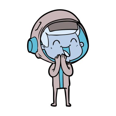 mutlu karikatür astronot vektör çizim