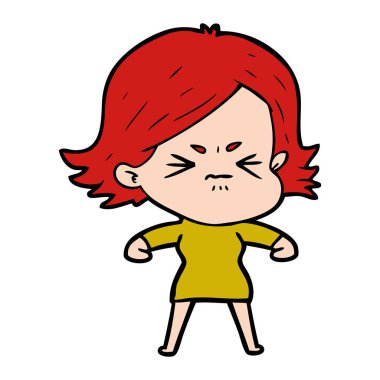vektör çizim karikatür kızgın kız