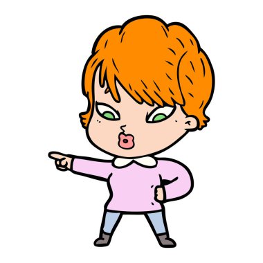 Çizgi filmdeki kadının vektör çizimi