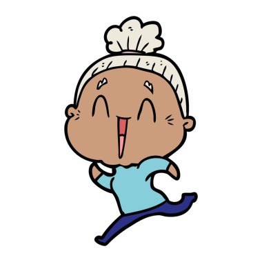 karikatür mutlu yaşlı kadın