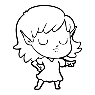 vektör çizim karikatür elf kızı