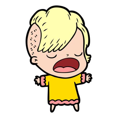 konuşuyor karikatür serin hippi kız