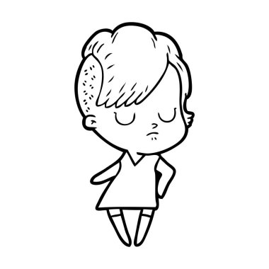 Çizgi filmdeki kadının vektör çizimi