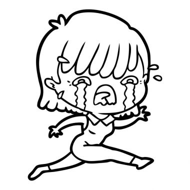 vektör çizim karikatür kız ağlıyor