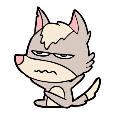 vektör çizim karikatür rahatsız kurt