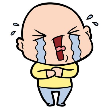 çizgi film ağlayan kel adam