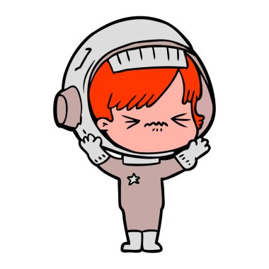 vektör çizim karikatür astronot kadın