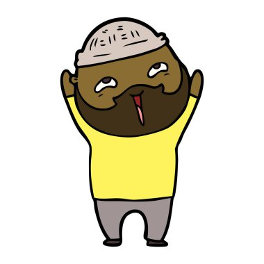 Çizgi film mutlu sakallı adam