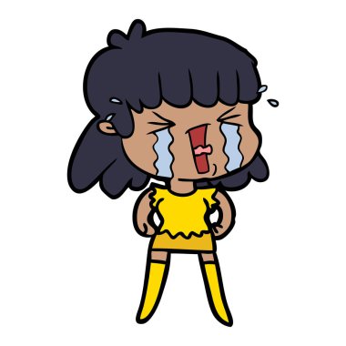 vektör çizim karikatür kadının ağladığını