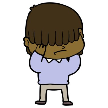 dağınık saçlı çocuk çizgi film