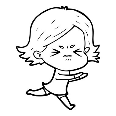 vektör çizim karikatür kızgın kız