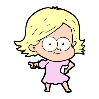 mutlu çizgi film kız vektör çizim