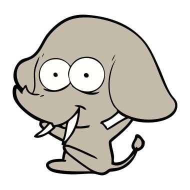 mutlu çizgi film fil vektör çizim