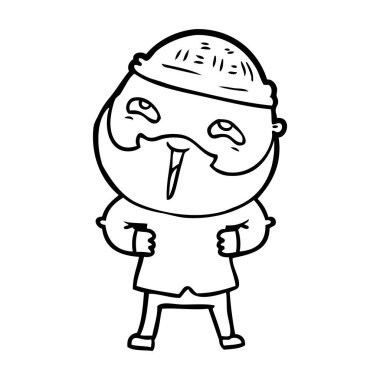 Çizgi film mutlu sakallı adam