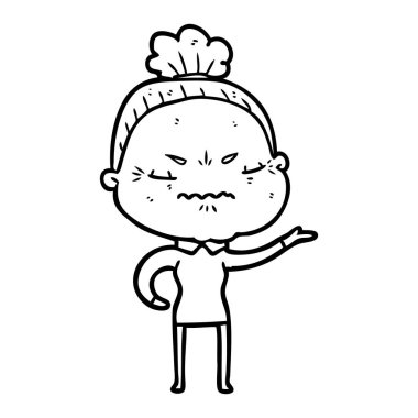 karikatür rahatsız yaşlı kadın