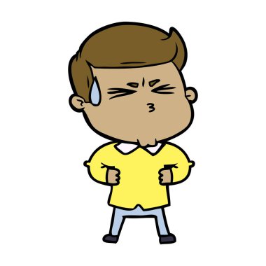  vektör çizim karikatür adam terleme