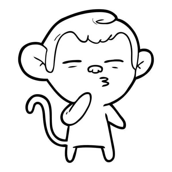 Vektör Çizim Karikatür Şüpheli Maymun — Stok Vektör