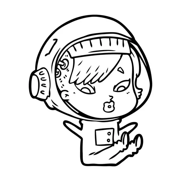 Vectorillustratie Van Cartoon Astronaut Vrouw — Stockvector