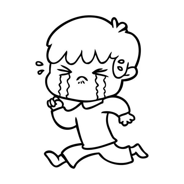 Vector Illustration Cartoon Boy Crying — Stock Vector