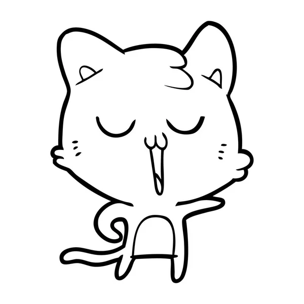 Vektorillustration Tecknad Katt Sång — Stock vektor